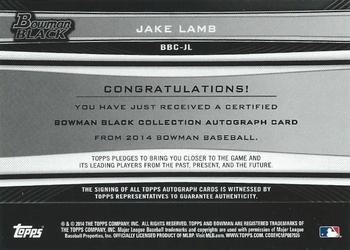 2014 Bowman Inception - The Bowman Black Collection #BBC-JL Jake Lamb Back
