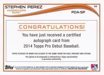 2014 Topps Pro Debut - Autographs #PDA-SP Stephen Perez Back