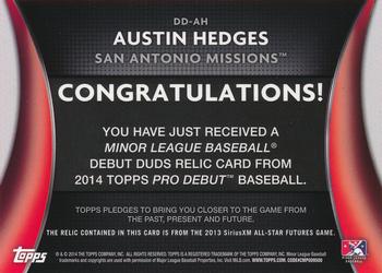 2014 Topps Pro Debut - Debut Duds Jerseys #DD-AH Austin Hedges Back