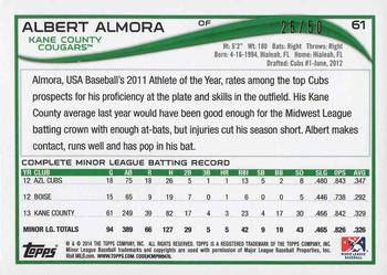 2014 Topps Pro Debut - Gold #61 Albert Almora Back
