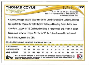2014 Topps Pro Debut - Gold #202 Thomas Coyle Back