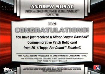 2014 Topps Pro Debut - Minor League Manufactured Hat Logo #MH-AS Andrew Susac Back
