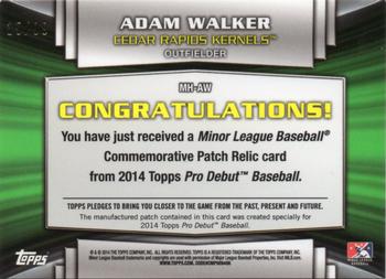 2014 Topps Pro Debut - Minor League Manufactured Hat Logo #MH-AW Adam Walker Back