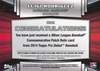 2014 Topps Pro Debut - Minor League Manufactured Hat Logo #MH-LR Luigi Rodriguez Back