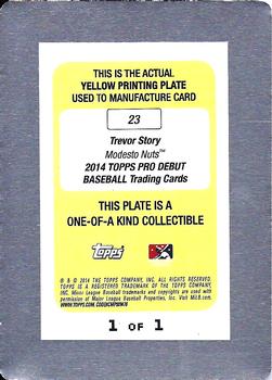 2014 Topps Pro Debut - Printing Plates Yellow #23 Trevor Story Back