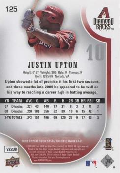 2009 SP Authentic #125 Justin Upton Back