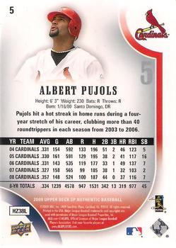 2009 SP Authentic #5 Albert Pujols Back