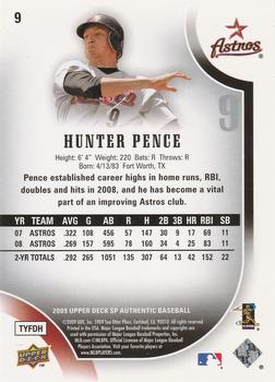 2009 SP Authentic #9 Hunter Pence Back