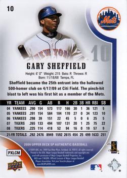 2009 SP Authentic #10 Gary Sheffield Back