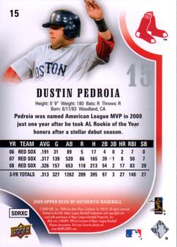 2009 SP Authentic #15 Dustin Pedroia Back