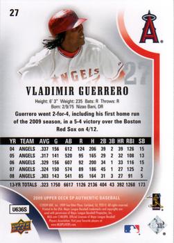 2009 SP Authentic #27 Vladimir Guerrero Back