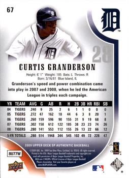 2009 SP Authentic #67 Curtis Granderson Back