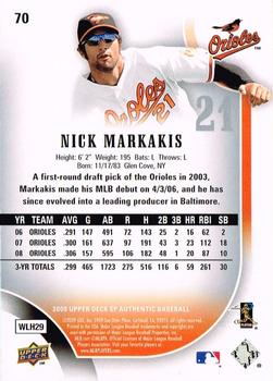 2009 SP Authentic #70 Nick Markakis Back