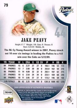 2009 SP Authentic #79 Jake Peavy Back