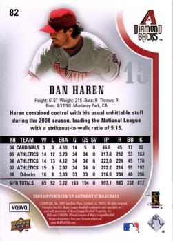 2009 SP Authentic #82 Dan Haren Back