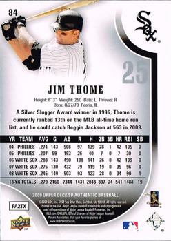 2009 SP Authentic #84 Jim Thome Back