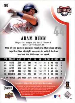 2009 SP Authentic #90 Adam Dunn Back