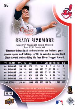 2009 SP Authentic #96 Grady Sizemore Back