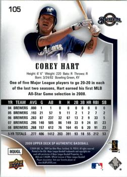 2009 SP Authentic #105 Corey Hart Back