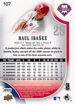 2009 SP Authentic #107 Raul Ibanez Back