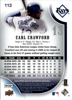 2009 SP Authentic #113 Carl Crawford Back