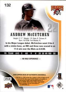 2009 SP Authentic #132 Andrew McCutchen Back