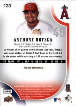 2009 SP Authentic #133 Anthony Ortega Back