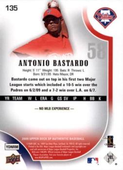 2009 SP Authentic #135 Antonio Bastardo Back