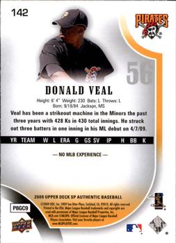 2009 SP Authentic #142 Donald Veal Back