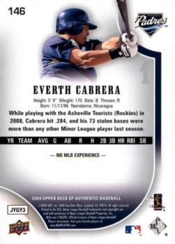 2009 SP Authentic #146 Everth Cabrera Back