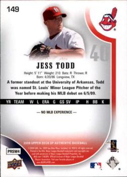 2009 SP Authentic #149 Jess Todd Back