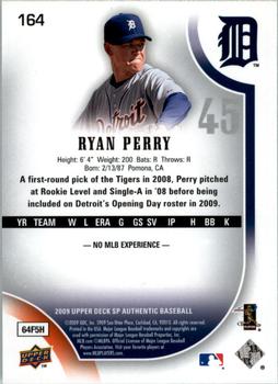 2009 SP Authentic #164 Ryan Perry Back
