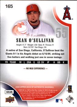 2009 SP Authentic #165 Sean O'Sullivan Back