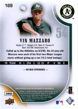 2009 SP Authentic #169 Vin Mazzaro Back