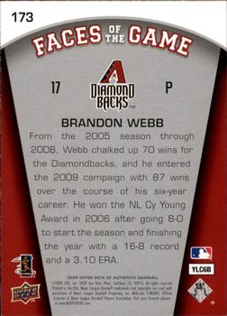 2009 SP Authentic #173 Brandon Webb Back