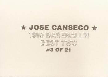 1989 Baseball's Best Two (unlicensed) #3 Jose Canseco Back