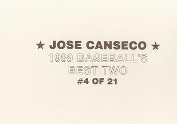 1989 Baseball's Best Two (unlicensed) #4 Jose Canseco Back