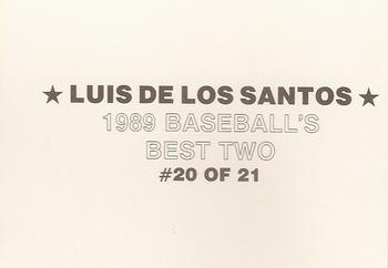1989 Baseball's Best Two (unlicensed) #20 Luis de los Santos Back
