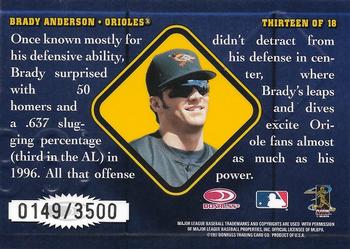 1997 Leaf - Warning Track #13 Brady Anderson Back
