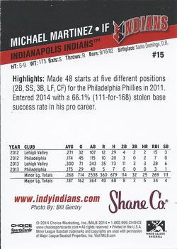 2014 Choice Indianapolis Indians #15 Michael Martinez Back