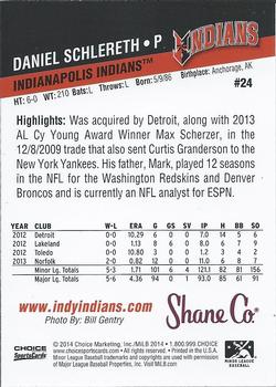 2014 Choice Indianapolis Indians #24 Daniel Schlereth Back