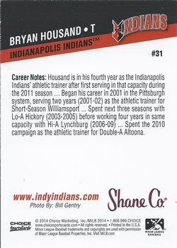 2014 Choice Indianapolis Indians #31 Bryan Housand Back