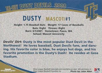 2008 Grandstand Tri-City Dust Devils #40 Dusty Back