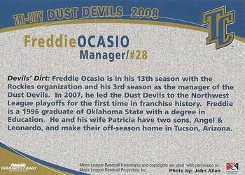 2008 Grandstand Tri-City Dust Devils #22 Freddie Ocasio Back