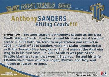 2008 Grandstand Tri-City Dust Devils #31 Anthony Sanders Back