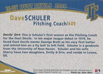 2008 Grandstand Tri-City Dust Devils #32 Dave Schuler Back