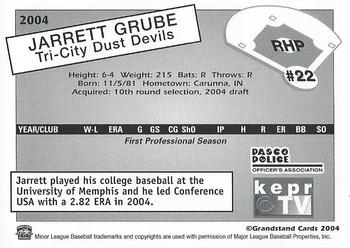 2004 Grandstand Tri-City Dust Devils #7 Jarrett Grube Back
