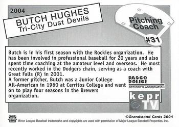 2004 Grandstand Tri-City Dust Devils #8 Butch Hughes Back