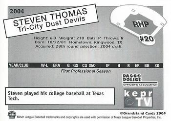 2004 Grandstand Tri-City Dust Devils #30 Steven Thomas Back