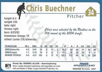 2007 Grandstand Tri-City Dust Devils #8 Chris Buechner Back